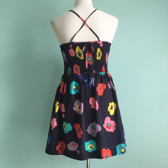 AEO Navy Pansy Floral Strappy Summer Sundress - Picture 4 of 5